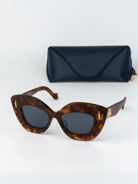 Loewe Women Sunglasses Havana Blue Cat Eye LW40127F ANAGRAM 53V NEW AUTHENTIC